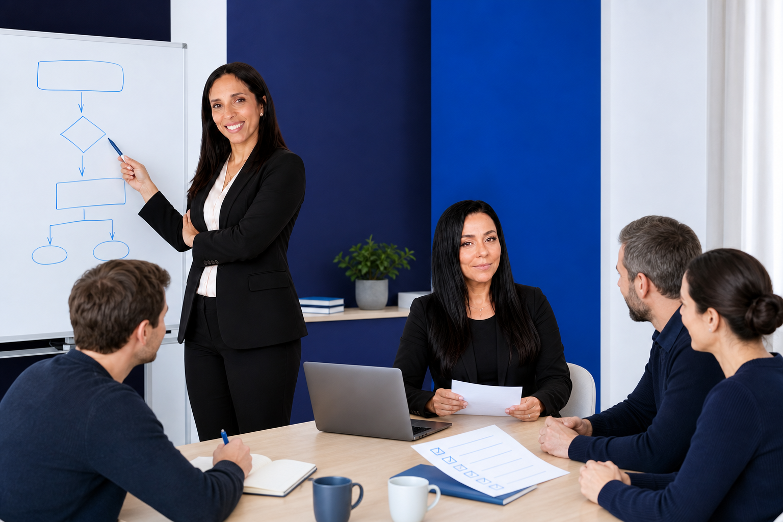 Les deux ambassadrices LDAi Academy préparent une formation IA en équipe autour d’un tableau de workflows.