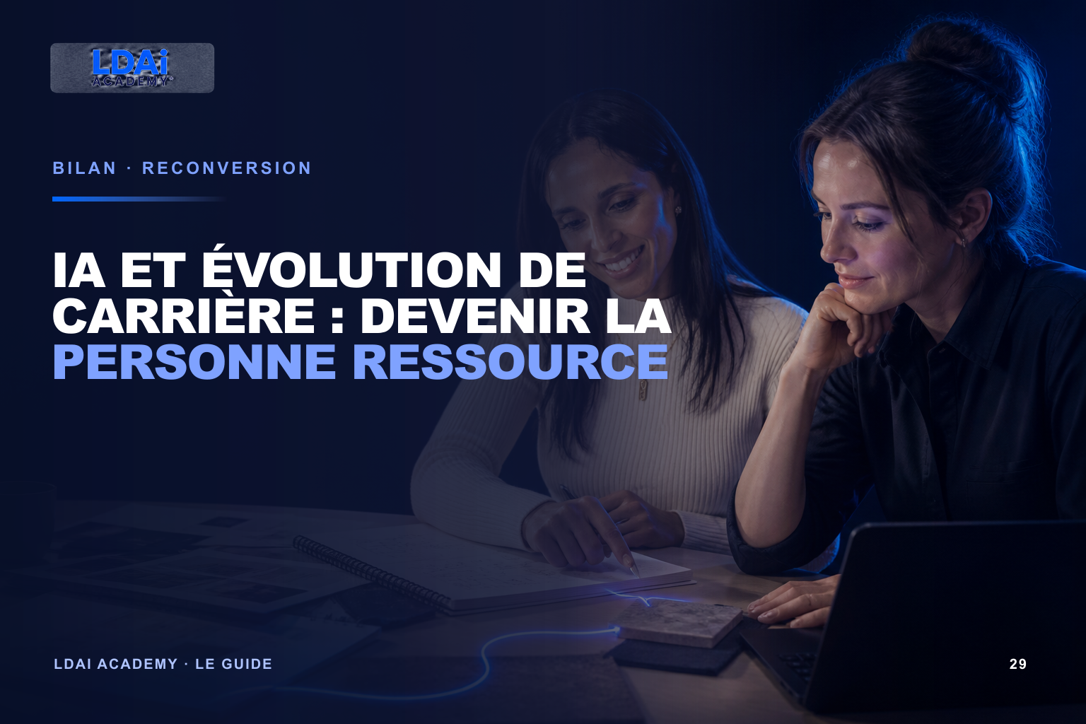 IA et évolution de carrière : devenir la personne ressource — visuel éditorial LDAi Academy